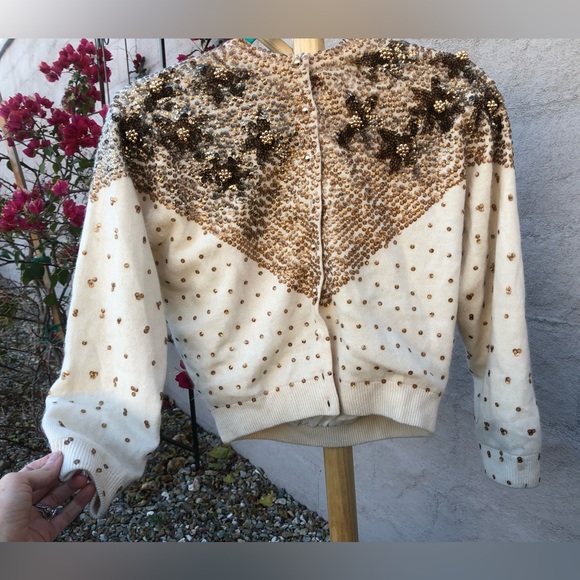 Vintage 1950s beaded and sequin cardigan - Picture 5 of 14